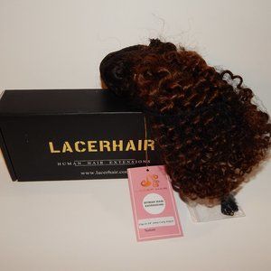 NIB LacerHair 14" Jerry Curly #1B/4 Virgin Human Hair